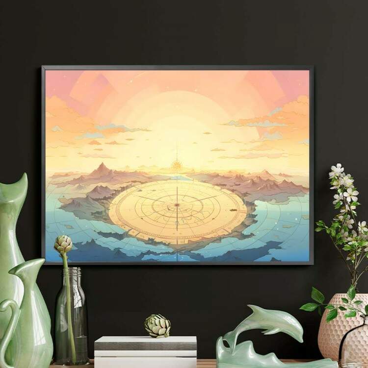 Quadro Decorativo Terra Plana em Mapa do Mundo