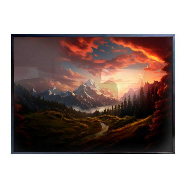 Quadro Decorativo Desenho Ultra Realista de Paisagem Anoitecendo