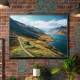 Quadro Decorativo Paisagem Chal� em Montanha Entre Estrada e Rio