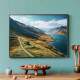 Quadro Decorativo Paisagem Chal� em Montanha Entre Estrada e Rio