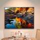 Quadro Decorativo Paisagem Montanhas e �rvores Refletindo Em Po�a D'�gua