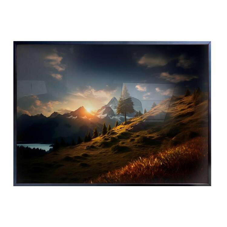 Quadro Decorativo Paisagem Sol Iluminando Montanha