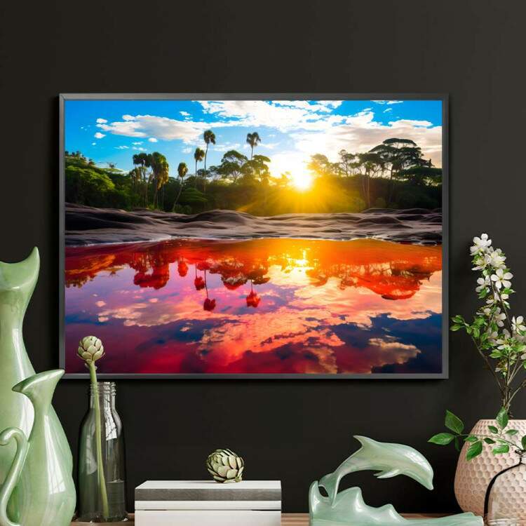 Quadro Decorativo Paisagem Sol Iluminando Rio