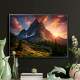 Quadro Decorativo P�r do Sol Atr�s de Montanhas e Floresta