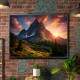 Quadro Decorativo P�r do Sol Atr�s de Montanhas e Floresta