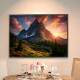 Quadro Decorativo P�r do Sol Atr�s de Montanhas e Floresta
