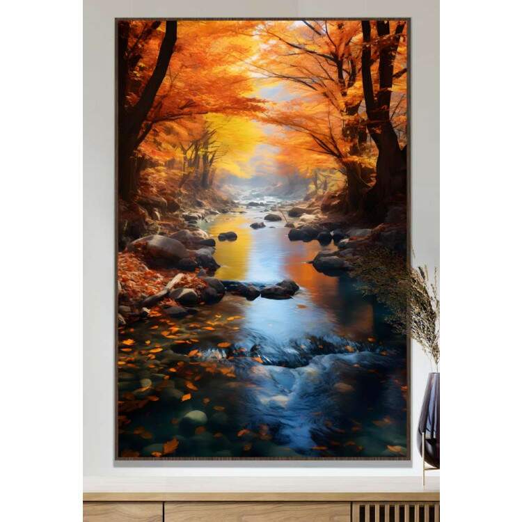 Quadro Decorativo Paisagem Rio e rvores na Primavera