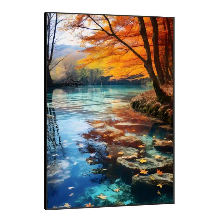 Quadro Decorativo Paisagem rvores na Primavera com guas Cristalinas