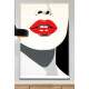 Quadro Decorativo Pop Art Boca Vermelha com Fundo Preto