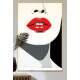 Quadro Decorativo Pop Art Boca Vermelha com Fundo Preto