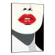 Quadro Decorativo Pop Art Boca Vermelha com Fundo Preto