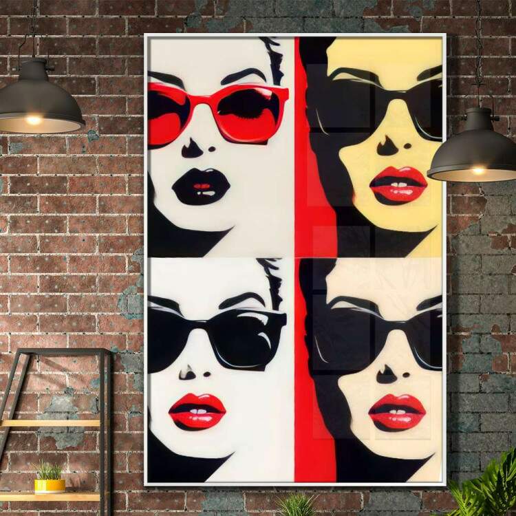 Quadro Decorativo Pop Art Cenas Divididas em Quatro Partes em Tons Diferentes