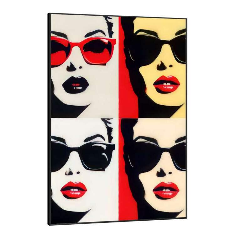 Quadro Decorativo Pop Art Cenas Divididas em Quatro Partes em Tons Diferentes