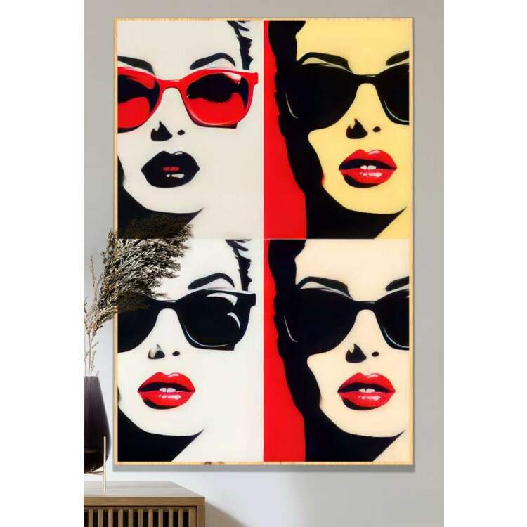 Quadro Decorativo Pop Art Cenas Divididas em Quatro Partes em Tons Diferentes