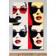Quadro Decorativo Pop Art Cenas Divididas em Quatro Partes em Tons Diferentes