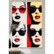 Quadro Decorativo Pop Art Cenas Divididas em Quatro Partes em Tons Diferentes