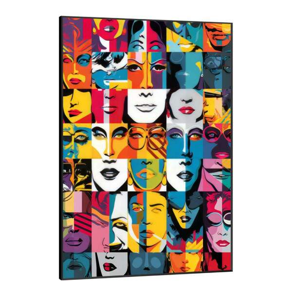 Quadro Decorativo Pop Art Diversos Rostos Coloridos