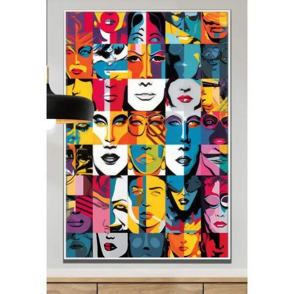 Quadro Decorativo Pop Art Diversos Rostos Coloridos