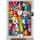 Quadro Decorativo Pop Art Diversos Rostos Coloridos
