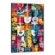 Quadro Decorativo Pop Art Diversos Rostos Coloridos