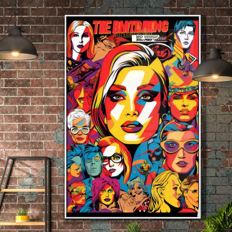 Quadro Decorativo Pop Art Diversos Rostos em Efeitos Coloridos