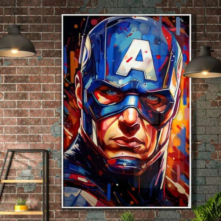 Quadro Decorativo Pop Art Inspirado Capito Amrica