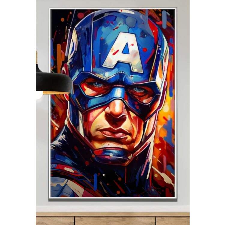 Quadro Decorativo Pop Art Inspirado Capito Amrica