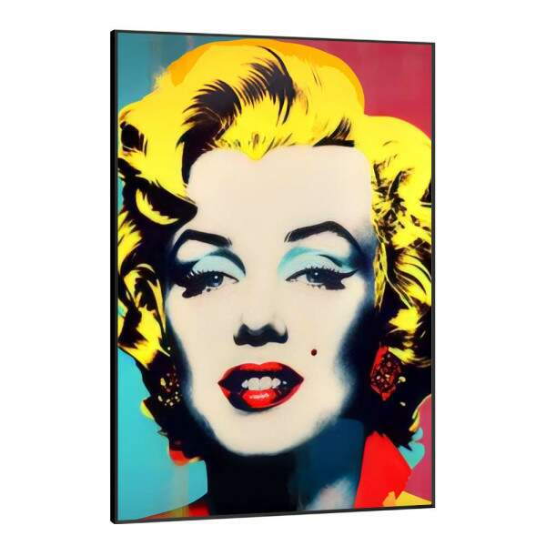 Quadro Decorativo Pop Art Inspirado na Marilyn Monroe Fundo Azul e Vermelho