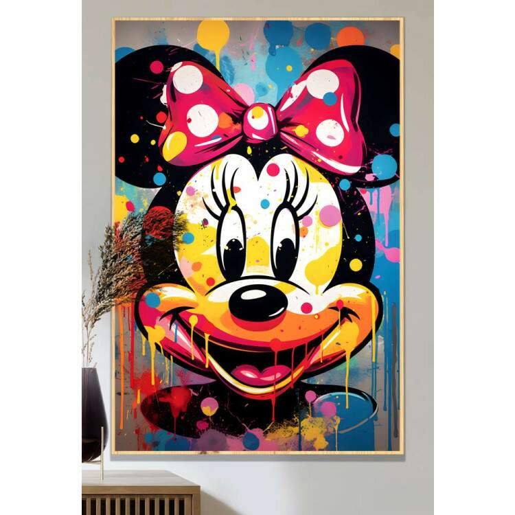 Quadro Decorativo Pop Art Minnie Mouse Respingos de Tinta