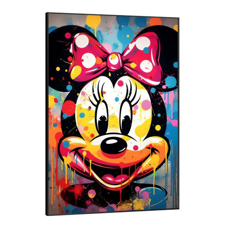 Quadro Decorativo Pop Art Minnie Mouse Respingos de Tinta