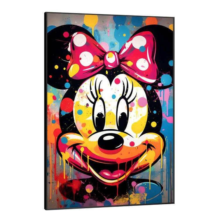 Quadro Decorativo Pop Art Inspirado na Minnie Mouse Repleta de Tinta