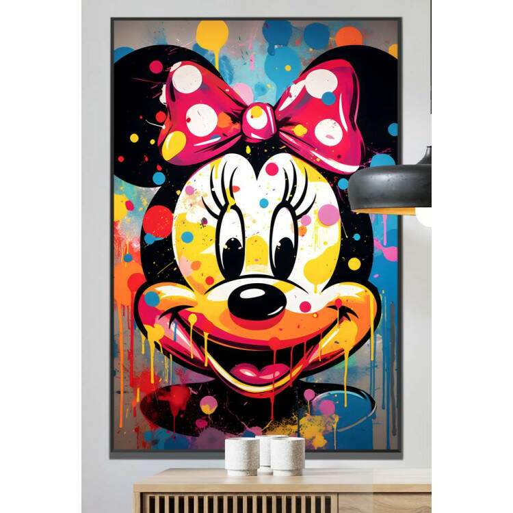 Quadro Decorativo Pop Art Inspirado na Minnie Mouse Repleta de Tinta