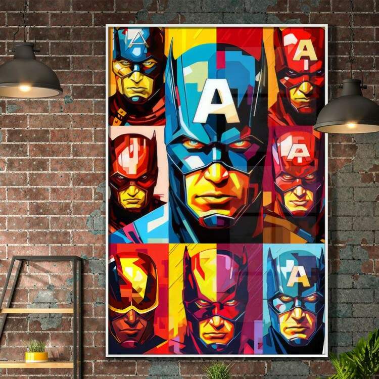 Quadro Decorativo Pop Art Capito Amrica Multicolorido