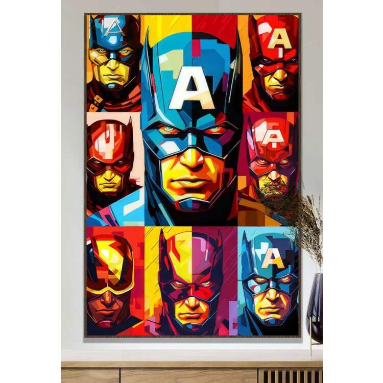 Quadro Decorativo Pop Art Capito Amrica Multicolorido