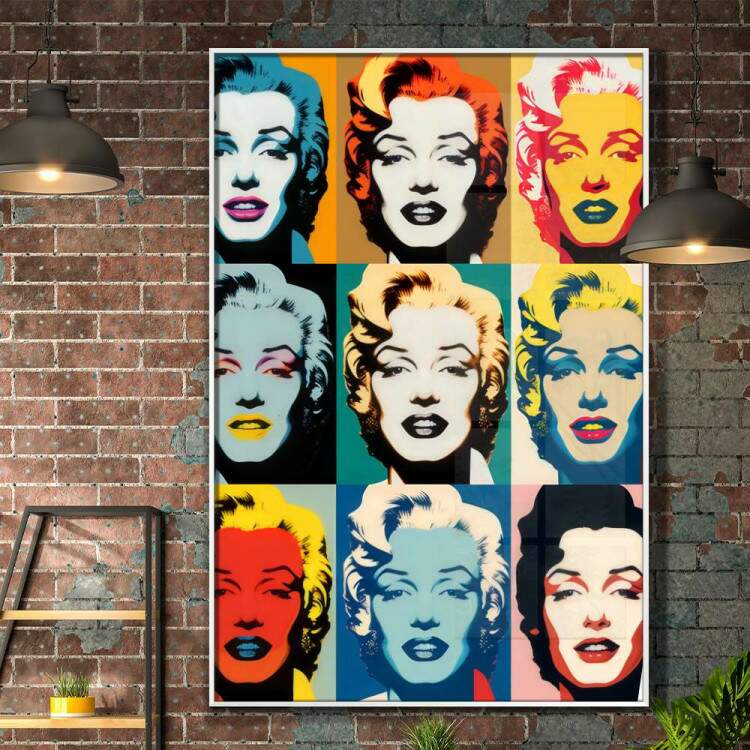 Quadro Decorativo Pop Art Inspirao na Marilyn Monroe em Diversas Cores