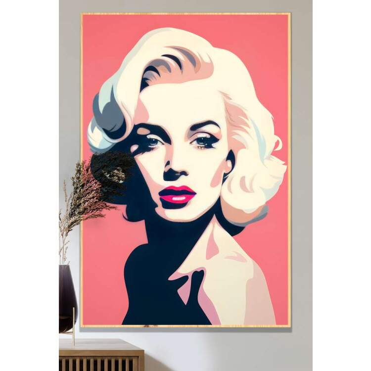 Quadro Decorativo Pop Art Mulher Loira Fundo Rosa