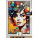 Quadro Decorativo Pop Art Mulher Repleta de Cores em Formato de C�rculo