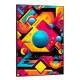 Quadro Decorativo Pop Art Tons de Azul e Rosa em Forma Geom�trica