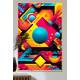 Quadro Decorativo Pop Art Tons de Azul e Rosa em Forma Geom�trica