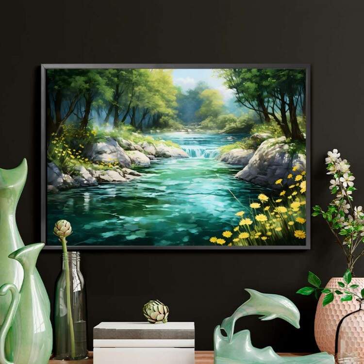 Quadro Decorativo Paisagem Cachoeira com guas Cristalinas