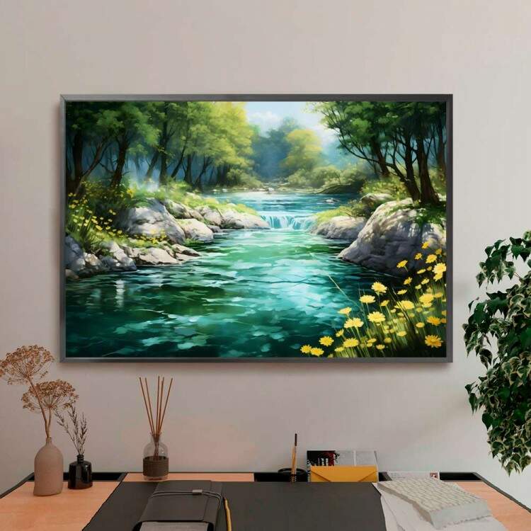 Quadro Decorativo Paisagem Cachoeira com guas Cristalinas