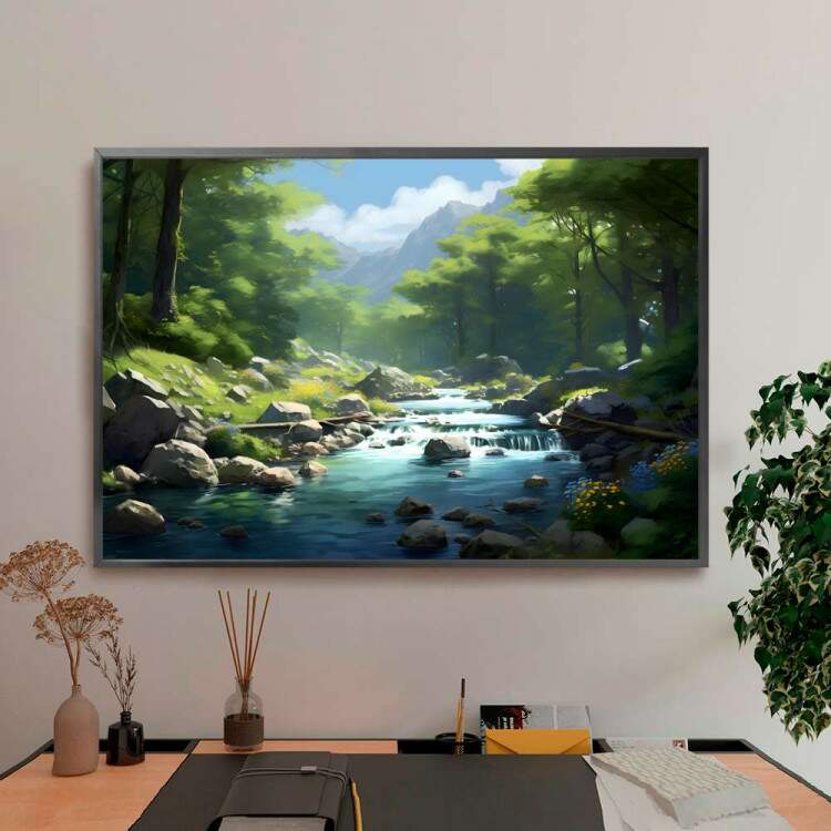 Quadro Decorativo Paisagem Cachoeira em Meio a Floresta