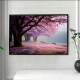Quadro Decorativo Paisagem de �rvores na Primavera com Folhas Rosas