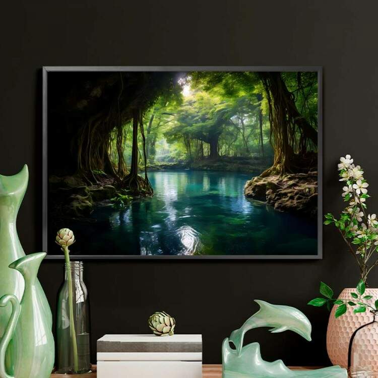 Quadro Decorativo Paisagem Encantadora de Floresta