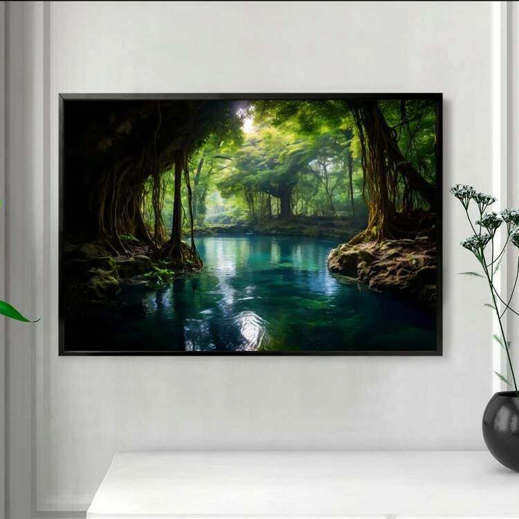 Quadro Decorativo Paisagem Encantadora de Floresta