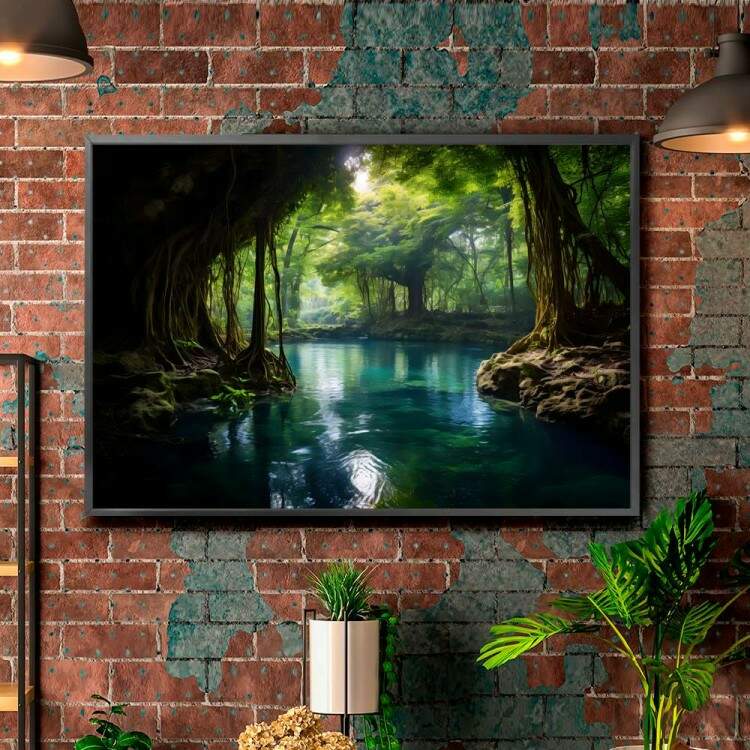 Quadro Decorativo Paisagem Encantadora de Floresta