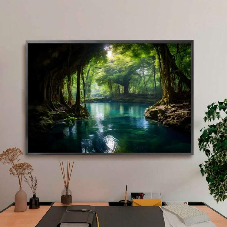 Quadro Decorativo Paisagem Encantadora de Floresta