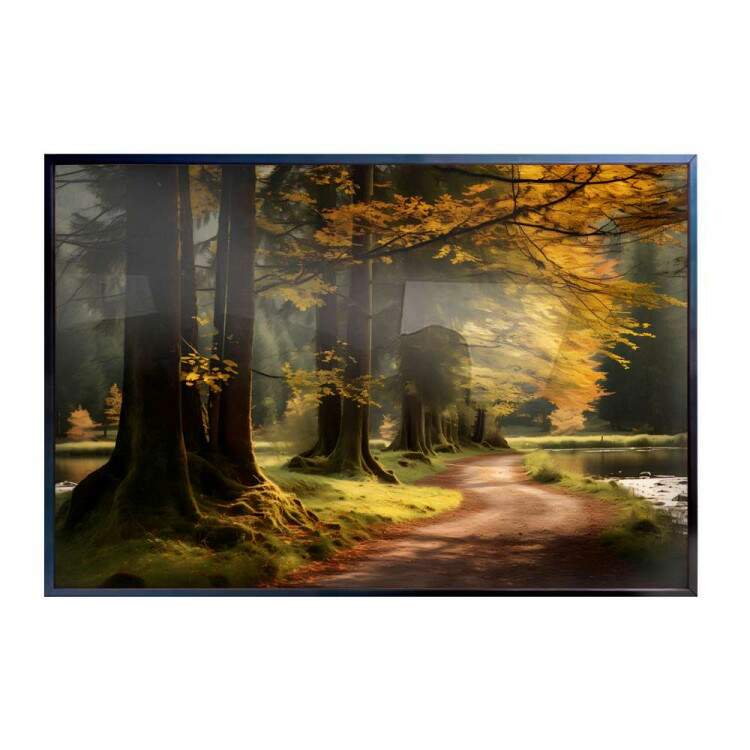 Quadro Decorativo Paisagem Estrada de Terra em Meio a Floresta