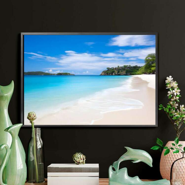 Quadro Decorativo Paisagem Praia com guas Cristalinas