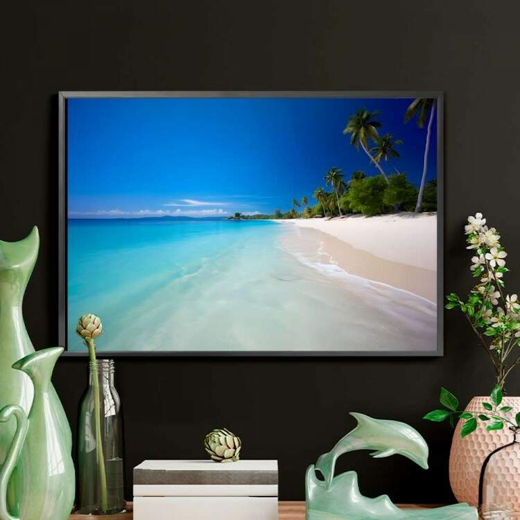 Quadro Decorativo Paisagem Praia e Cu Azul